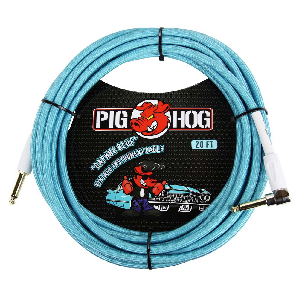 Pig Hog 20ft Right Angle "Daphne Blue" Vintage Instrument Cable