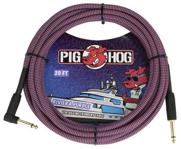 Pig Hog "Riviera Purple" Instrument Cable - 20ft. - Right Angle