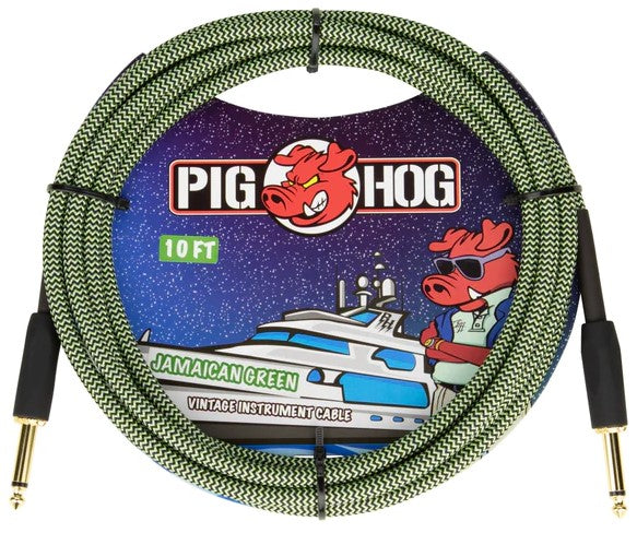 Pig Hog "Jamaican Green" Instrument Cable - 10ft.