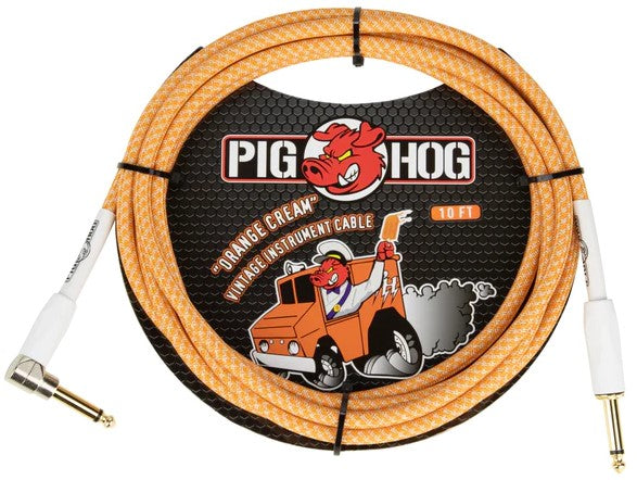 Pig Hog "Orange Crème 2.0" 10ft Right Angle Vintage Instrument Cable