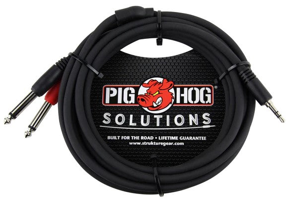 Pig Hog Solutions PB-S3410 3.5mm- Dual 1/4", 10' Stereo Breakout Cable