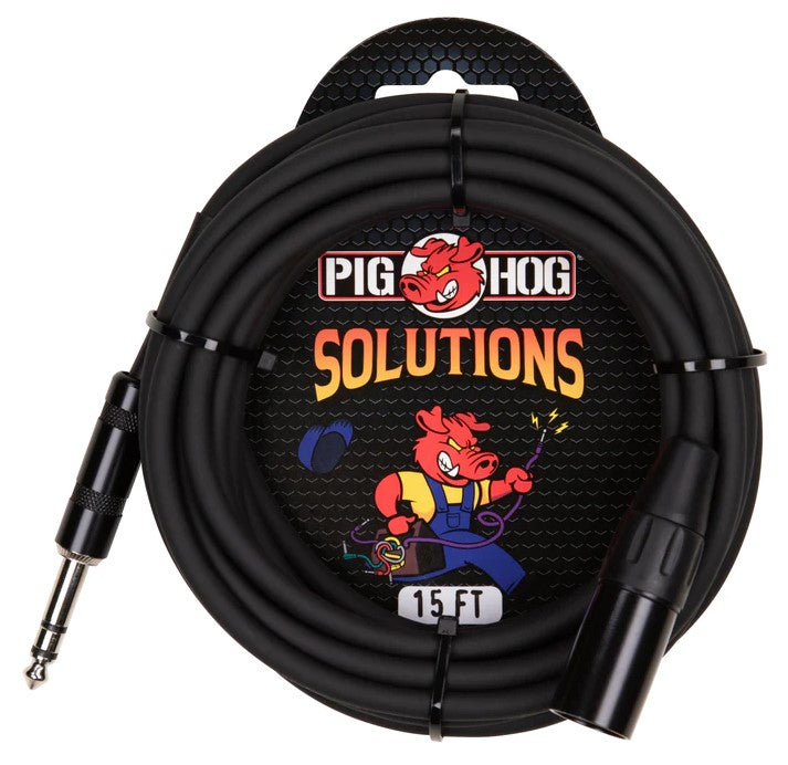 PIg Hog Solutions TRS (M) - XLR (M) 15ft Balanced Cable