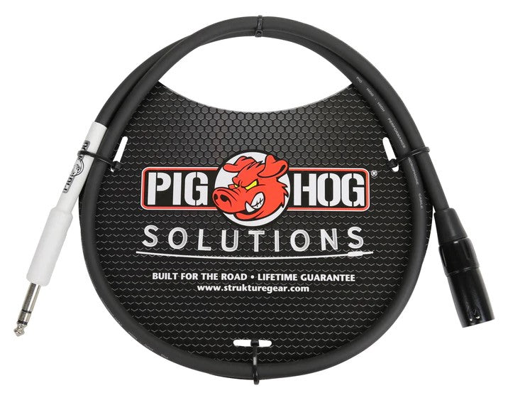 Pig Hog Solutions - XLR male to 1/4" TRS, 3ft Adapter Cable
