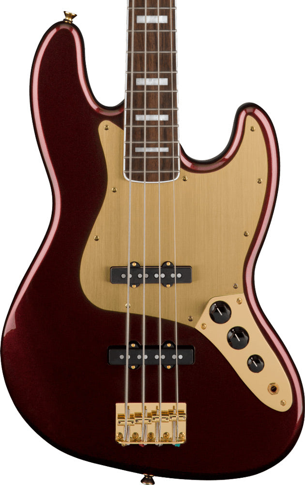 Squier 40th Anniversary Jazz Bass - Gold Edition - Ruby Red Metallic