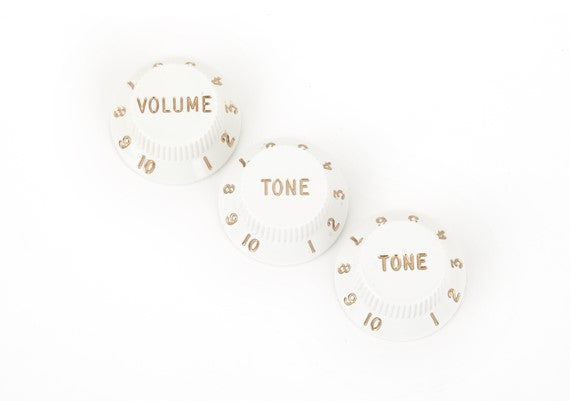 Fender Stratocaster Knobs, White (Volume, Tone, Tone) (3)