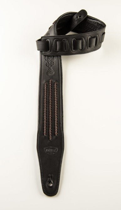 Tetherax Barnfind Series Barber Recycled Wood & SodoLeather Guitar Strap w/ Cinch Buckle