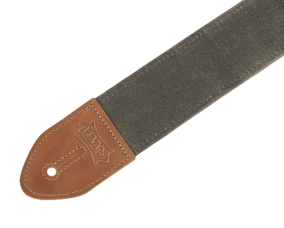 Levy's Leathers 2" TEXTURES SERIES Traveler’ Waxed Canvas Forest Green Guitar Strap – M7WC-FGN