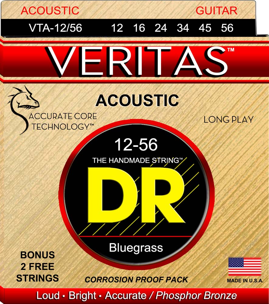 DR Strings Veritas Acoustic Bluegrass Guitar Strings W/ACT -  12/56