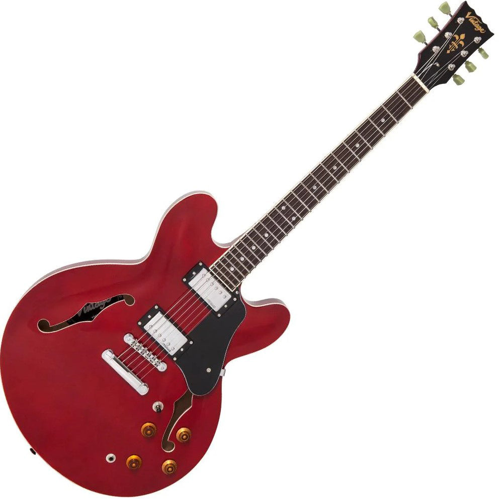 NOS: Vintage Guitars VSA500 ReIssued Semi Acoustic Guitar ~ Cherry Red