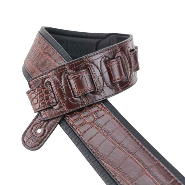 Walker and Williams F-06 Dark Brown Gator Strap with Padded Glove Leather Back