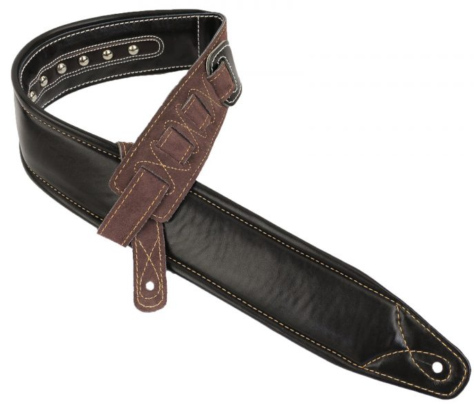 Walker and Williams C-35 Custom Black and Brown Premium Leather Double Padded Strap with Studs