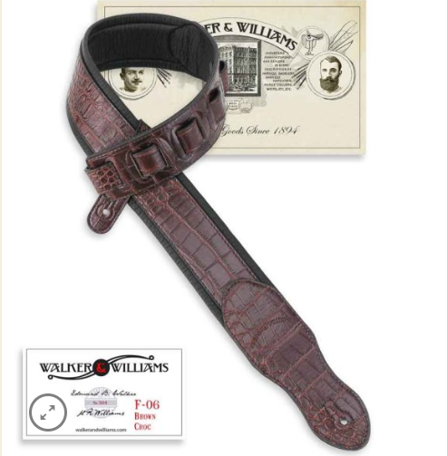 Walker and Williams F-06 Dark Brown Gator Strap with Padded Glove Leather Back