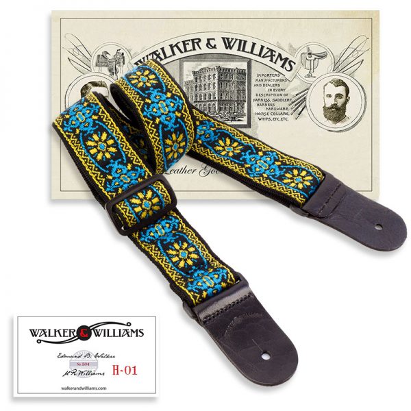 Walker and Williams H-01 Vintage Series Blue Woodstock Hippie Strap with Leather Ends