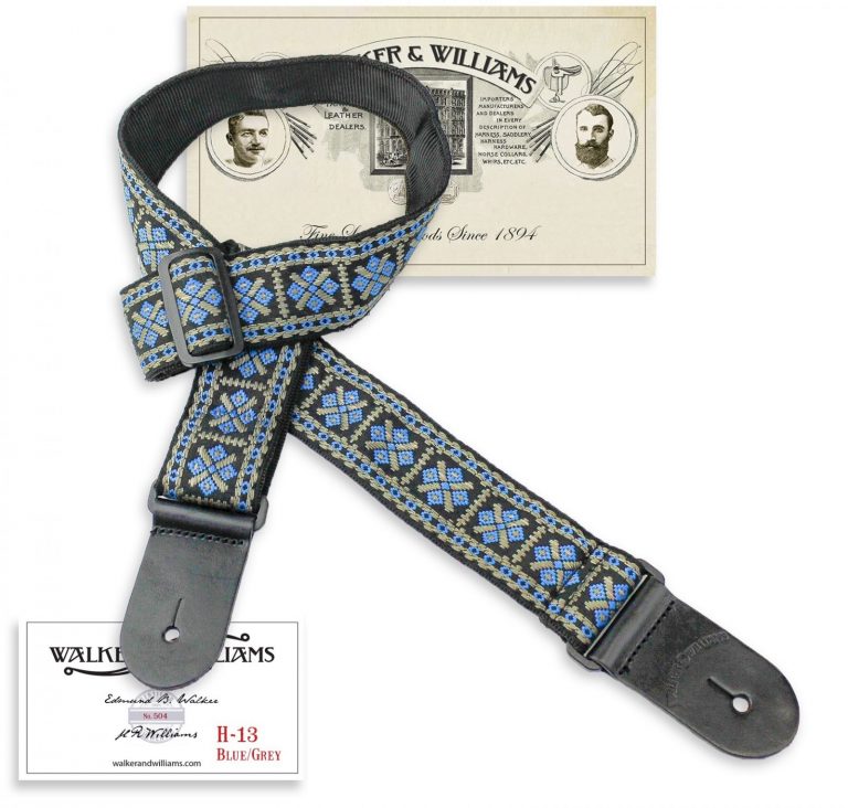 Walker and Williams H-13 Vintage Series Woven Hootenanny Hippie Strap Blue & Grey