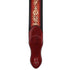 Walker and Williams KB-02-RB Dark Bourbon Red Carving Leather Padded Strap With Floral Skull & Cross