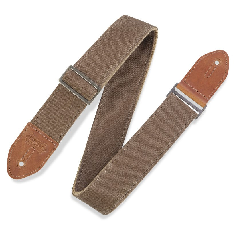 Levy's Leathers 2" TEXTURES SERIES Traveler’ Waxed Canvas Guitar Strap Tan – M7WC-TAN