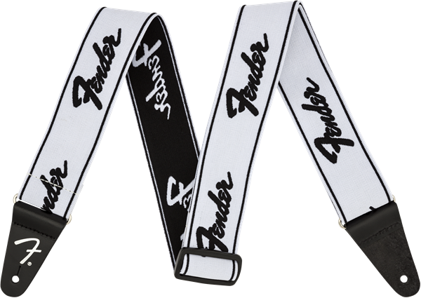Fender Weighless Running Logo 2" Guitar Strap White/Black
