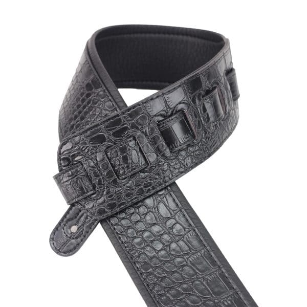 Walker and Williams F-21 Black Gator Strap with Padded Glove Leather Back