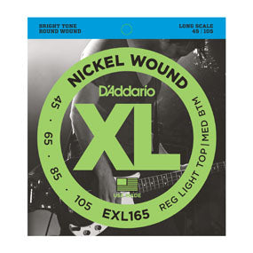 D'Addario XL165 Light Top/Medium Bottom Bass String Set, 45-105